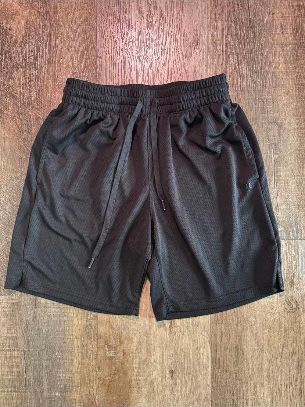 Hurley Black Athletic Mesh Drawstring Shorts